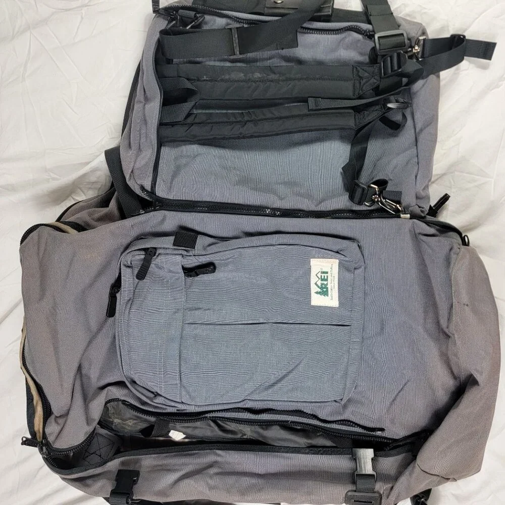 REI Travel Pack 2 Backpack Gray Hiking Camping Trails Mountain Travel Storage